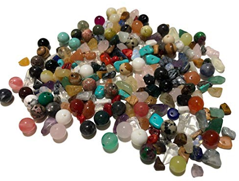 Ca. 200 Stück Mix Halbedelsteine Perlen Rund Natur Schmucksteine Edelsteine Steinperlen Heilsteine Halbedelsteinperlen Bastelperlen Rosenquarz Basteln Schmuck Schmuckperlen von CRYSTAL KING