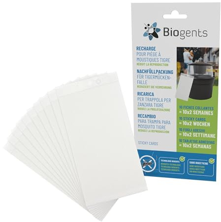BIOGENTS Pack De 10 Recharges Fiches Collantes | Sticky Cards | pour Le Piège Extérieur Anti Moustiques BG-GAT2 | Attrape Tous Les Moustiques
