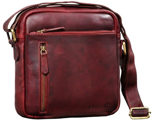 STILORD Hawk Männer Tasche Leder Klein Vintage Herrentasche Umhängetasche Schultertasche Herrenhandtasche für 9.7 Zoll iPad DIN A5 Messenger Bag Farbe:Rosso