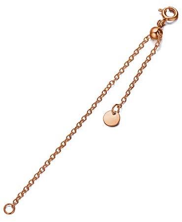 1pc 925 Sterling Silver 1.5mm Necklace Extender Chain 4inch Bracelet Anklet Single Bead Extension Adjustable Length (1pc-rose-18k gold-plated-silver)