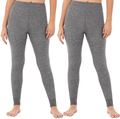 Fruit of the Loom Women's 2-Pack Micro Waffle Thermal Bottom, Smoke Heather/Smoke Heather, Medium