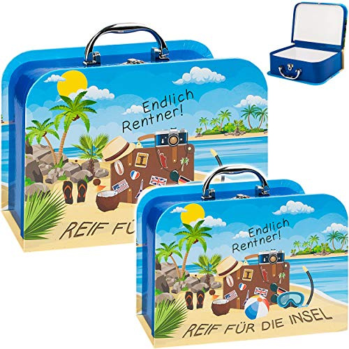 alles-meine.de GmbH Koffer/Kinderkoffer - MITTEL - Rentner - Reif für die Insel - 23 cm - ideal für Spielzeug und als Geldgeschenk - Mädchen & Jungen - Pappkoffer - Puppenkoffe..