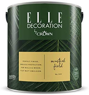 Crown ELLE DECORATION Mustard Field No. 345, 2,5 L, extra-matte Premium Wandfarbe für Innen, für Wände und Holz, hohe Deckkraft, Innenfarbe,fröhliche, mitteltönige Farbe