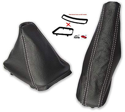 The Tuning-Shop Ltd Schaltsack Handbremsmanschette kompatibel mit BMW E36 E46 Leder Grau Naht