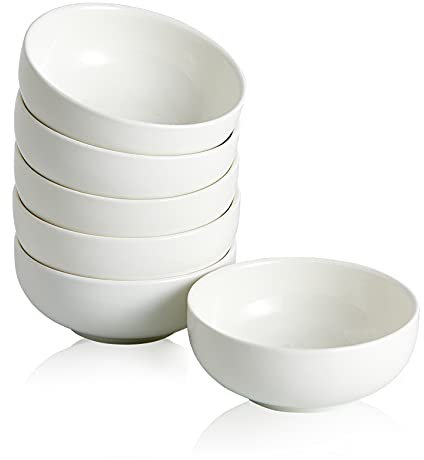 Swuut Ciotole Piccole in Ceramica, Set Mini Ciotole da 70 ml, Piatto per Salsa Di Soia Da Immersione, Set di 6 Ciotole Da Immersione (Bianco)