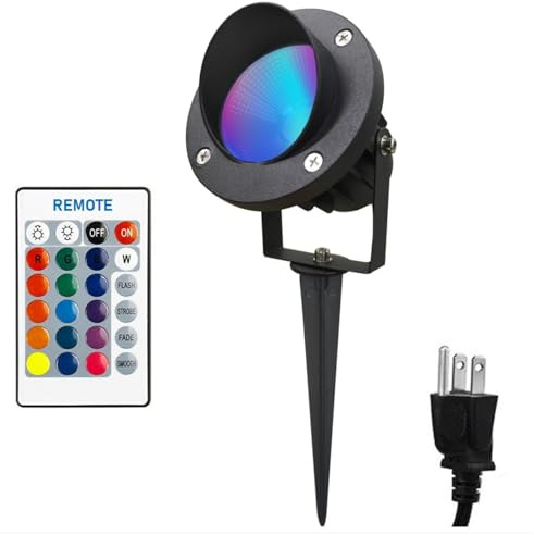 TOVEENEN LED Color Landscape Outdoor Spotlight - 120V 25W Remote Waterproof Spot Lights for Yard Garden Tree House Halloween Christmas Lighting