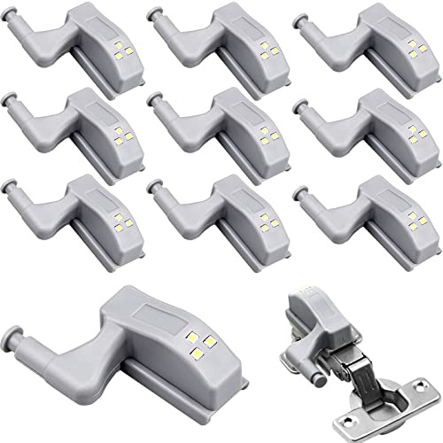 10 Pcs Lumières Charnière Universal Lumière D'armoire Couleur Blanc Chaud 12V 23A Batterie pour Cuisine Maison Meubles Armoire Porte D'armoire