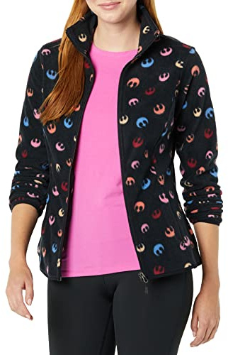 Amazon Essentials Disney | Marvel | Star Wars | Princess Chaqueta de Forro Polar con Cremallera Completa y Cuello Perkins Mujer, Star Wars Rebelde, XXL