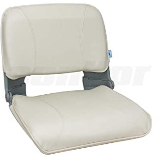 PONTTOR Klappsitz LECH Skipper Bootssitz Anglerstuhl Anglersitz Sitz für Angelboot, cremeweiß