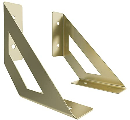 Sossai Regalträger 2er Set GSHR Truss 120x120 mm aus Stahl – Wandhalterung Regalwinkel für Regalbrett – gold – dekoratives Design