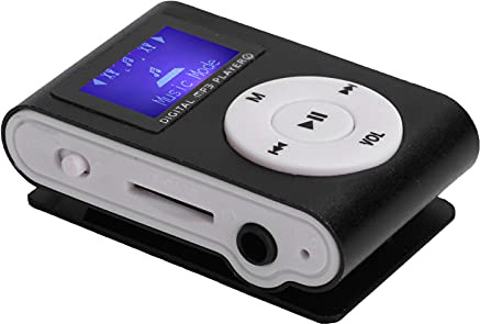 MP3-Player, Tragbarer -Musik-Player, Clip auf Rückseite, LCD-Display, MP3-Player, mit Kopfhörer (schwarz)