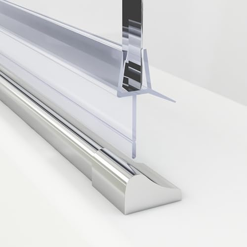 HY-RWML Duschschutzleiste Alu 2 x 95 cm Schwallleiste Alu Dusche Schwallschutz-Profil für Glas Duschen