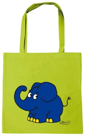 Logoshirt® Die Sendung mit der Maus Baumwolltasche 38x42 cm | blauer-Elefant-Motiv, lizenziertes Originaldesign, bedruckt, lange Henkel, ideal für Alltag und Einkauf