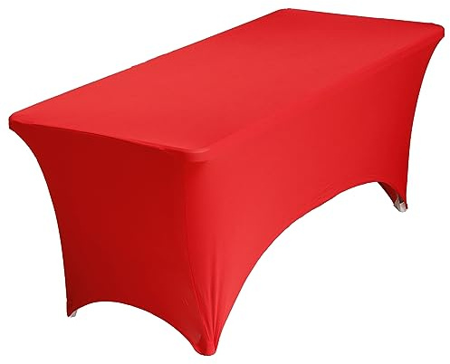 Nappe rectangulaire en élasthanne 1,8 m - Rouge extensible - Résistante aux plis - Pour terrasse, mariage, banquet - 183 x 76 x 76 cm (L x l x H)