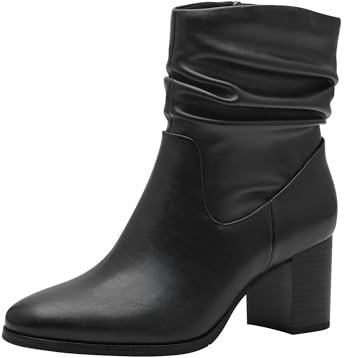 MARCO TOZZI Damen Stiefeletten mit Absatz Vegan mit Reißverschluss, Schwarz (Black), 38 EU