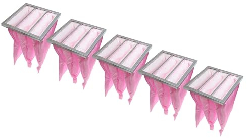vhbw 5X Taschenfilter Ersatz für Nilan F003996 für Klima- und Lüftungsanlagen - Filter F7, 28,7 x 28,7 x 36 cm, Rosa