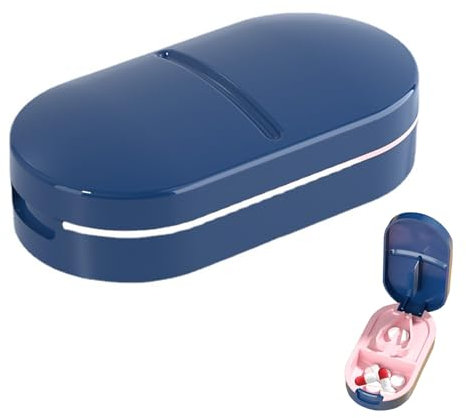 Tablettenschneider,Tablettenteiler Kostenlos mit Aufbewahrungsfach,Praktisch Pillenschneider für Große und Kleine Tabletten,Medikamententeiler mit Scharfen Klingen,Für Gebrauch und Reisen