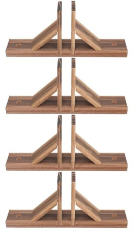 Base de Clôture en Bois Marron, Kit 4 Pièces, Support Jardin | Fixation à Trous Bilatéraux, Compatible Petites Barrières, Usage Cour et Jardin, Installation Simple