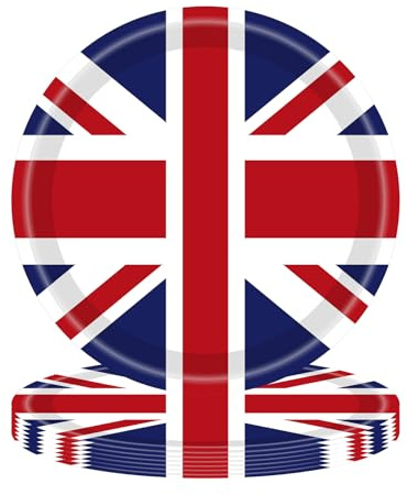 RONGZUBAT 16Pcs Union Jack Plates 7inch Paper Plate for Britain Party Decorations,United Kingdom Decorations Plates for Nations, Party Paper Plate 7 Tableware for Great Britain Dinnerware