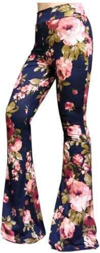 Women's Flared Leggings Vintage High Waist Flared Trousers Elegant Floral Pattern Leggings Bootcut Sports Trousers Opaque Sports Yoga Trousers Casual Trousers Jazz Pants for Dance Fitness Casual Work,