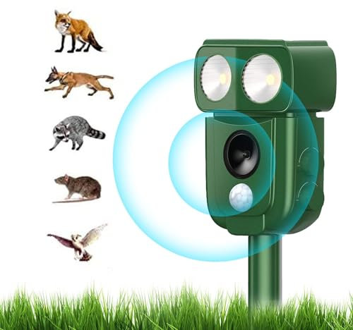 AILEDA Repulsif Chat Exterieur,Repulsif Chat Solaire Extérieur Efficace Contre Les Chats et Autres Animaux, Solaire USB Multifonctions 3 Modes,Protégez Votre Jardin
