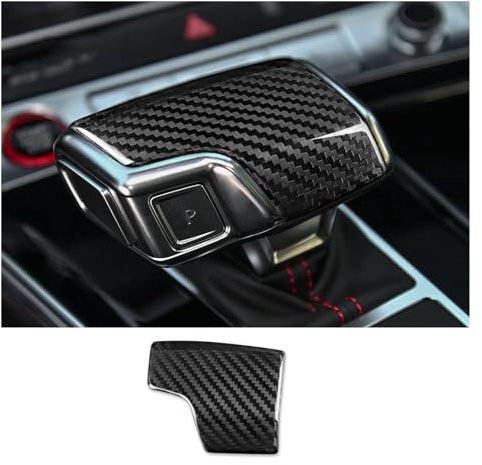 ASUAIDG Echte Hartkohlefaser-Abdeckung, kompatibel mit Audi A6 A7 SQ8 RS6 RS7 Q7 Q8 S8, Auto-Schaltknauf, Aufkleber, Zubehör, Innenverkleidung, Dekor(Black)