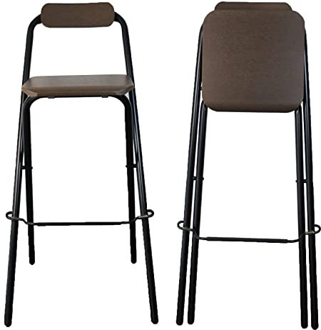 LULUMAIC Klappbarer Barhocker, Thekenhöhe, Barstuhl, tragbarer Klapphocker mit Sitz und Rückenlehne aus Holzimitat, Moderne Küche, hohe Barhocker für Outdoor, Angeln, Wandern, Reisen, Grillen