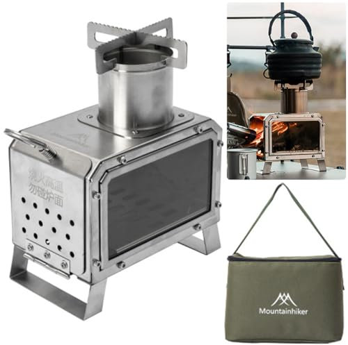 KOBONA Poêle à Bois de Camping Poêle à Tente Chaude Portable Grand poêle à Bois Portable avec tuyaux de cheminée pour abri de Tente et Chauffage de Cuisine