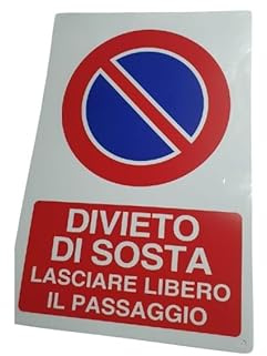 ricevi 2 pezzi cartello 20X30 CM pvc spessore 0,5mm, 4 fori,da appendere cartello di divieto vietato, DIVIETO DI SOSTA LASCIARE LIBERO IL PASSAGGIO