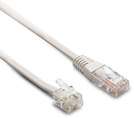 Metronic 395231 Cavo telefonico RJ45/RJ11 maschio/maschio, 1,8 m, per modem, router, fax, compatibile NF C15-100, bianco