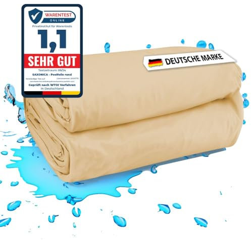 SAXONICA Poolfolie SonaLiner Rechteckig für Rechteckpool in verschiedenen Größen und Farben geeignet für Stahlwand Rechteckbecken (Sandfarben, 500 x 300 x 150 cm | 0.8 mm | Keilbiese)