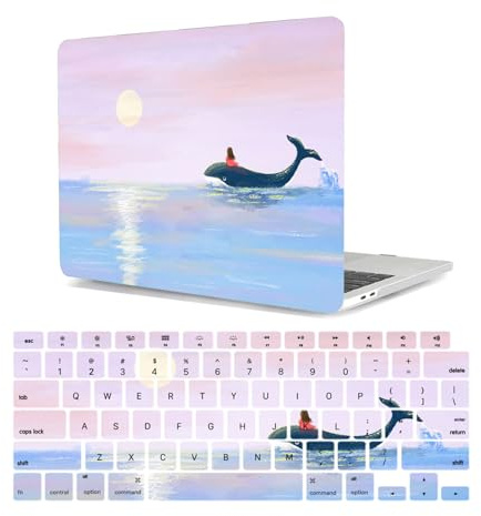 HLAAJJX Hülle für MacBook Pro 15 Zoll Retina Display Case Modell A1398 Freisetzung 2015-2012, Plastik Laptop Schutzhülle Cover & EU QWERTY Tastaturschutz,Mädchen Wal