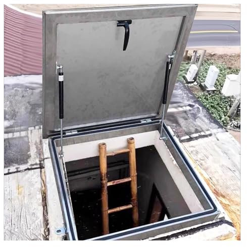 ZJKXJH 20 22 24 26 28 30 32 34 36 38 40 In Flat Roof Access Hatch Door, Weatherproof Pitched Roof Skylight Exit Lid with Rubber Seal, Steel Leakproof Manual Wellhead Cover(LXW-60x75cm/23.6 x29.5)