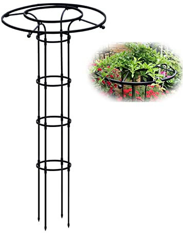 Treillis obélisque de jardin pour plantes grimpantes, 0,9 m, 1,2 m, 1,5 m, 1,8 m, 2,1 m, cadre d'escalade, piquets de support pour plantes en pot, légumes, fleurs, vigne, noir (180 cm)