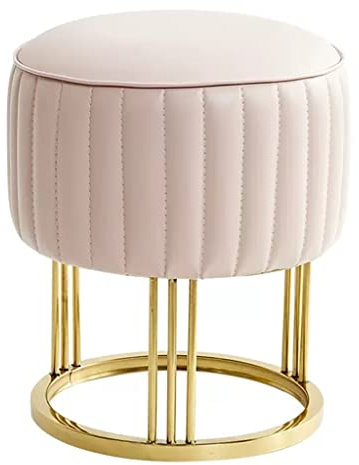 Ottoman Fußstütze Für Sofa Leder Runde Fußhocker, Mit Goldenen Metall Beine Für Zuhause Wohnzimmer Schlafzimmer, Für Wohnzimmer Gepolstert Ottoman Sofa Eitelkeit Stuhl