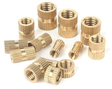 KSeSii M2 M2.5 M3 M4 M5 M6 Écrous d'insertion en laiton Moulage par injection de cuivre Inserts filetés moletés en laiton Écrous filetés(Length 12mm,M4 (OD 5.2) 50pcs)