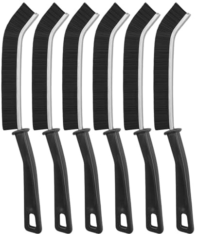 6Pcs Crevice Cleaning Brush Set - Hard Bristle Grout & Gap Cleaner for Bathroom Kitchen Window Tracks Narrow Corners Tile Grooves Small Spaces Multi-Purpose Essential Cleaning Tool Ergonomic Handle