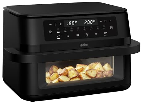 Haier 11L Flex Double Drawer Airfryer - Dual Drawer Large Air Fryer with Removable Separator and Viewing Window, Single & Double Zone Convertible, 8 Pre-set Cooking Functions, Diswasher Safe