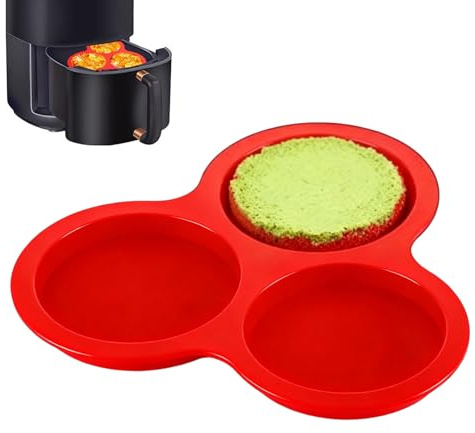 Stampo per uova con friggitrice ad aria, 3 cavità, teglia per cupcake, stampi in silicone per friggitrice ad aria, piccole torte, budini, hamburger, colazione, panini, tortine