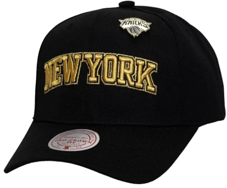 Mitchell & Ness NBA Pinned Gold Pro Crown Snapback Cap New York Knicks