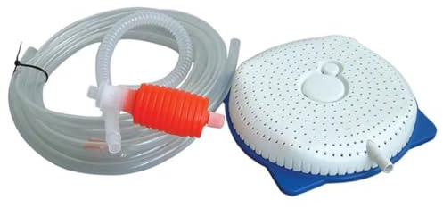 FACAIIO Kit de pompe à siphon pour piscines hors sol, tuyau de vidange de 4,8 m, évacuation de l'eau non électrique avec pompe à pression manuelle, bleu