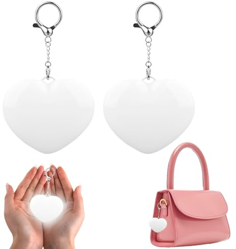 PLLYPE 2 unidades de luz LED para bolsos con sensor recargable, luz de bolsillo con forma de corazón, portátil, linterna de mano, llavero, práctico regalo para novia, madre, hermana, para viajes