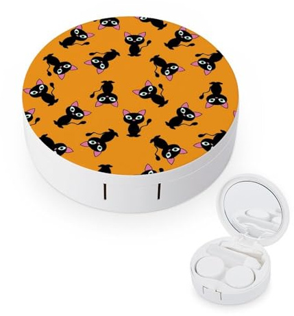 fkgvwo Contact Lens Case Cute Black Cat Contact Lens Box Travel Kit Portable for Travel & Home