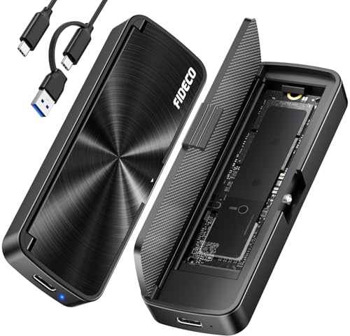 FIDECO M.2 NVMe SSD Gehäuse, USB 3.2 Gen 2 10Gbps NVMe USB Adapter, Werkzeuglose Installation, Unterstützt UASP & Trim, Nicht kompatibel mit M.2 SATA SSD