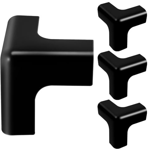 Zerodeko Protectores de Esquinas para Mesa 4 Unidades, Pvc Suave y Resistente, Color Negro T en 45x45 Mm, Protección contra Impactos para Muebles, Seguridad para Bebés, Uso en Escritorios