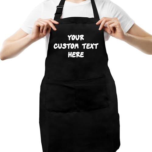 toyofmine Personalisierte Schürze bestickt mit Namen Schürze für Männer & Frauen, verstellbar mit Taschen, ideal als Geschenk - für den Hausgebrauch, Chefköche, Restaurants und Grillpartys