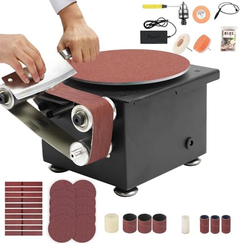 Multifunctional Bench Belt Disc Sander Combo, 100W Adjustable Speed, Ideal for Woodworking and Metalworking Projects