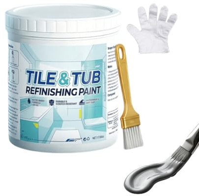 Premium Tile & Tub Refinishing Paint Kit, Quick-Dry Tub Paint Low Odor for Bathroom, Tub and Tile Refinishing Kit with Tools, Easy to Use (Grey)