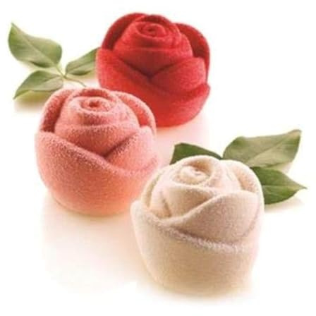 silikomart Moule en silicone blanc, taille d'une rose : diamètre 70 mm, hauteur 55 mm, volume 6 x 145 ml.