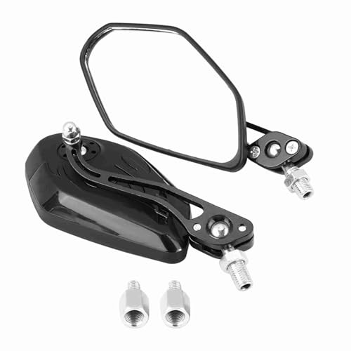 Keenso Motorrad Rückspiegel, 1 Paar 8mm/ 10mm Universal Motorrad Rückspiegel Seitenspiegel Flammen Muster Spiegel für die meisten Motorräder und Roller (Schwarz)
